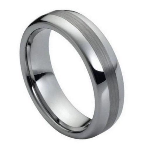 Polished Shiny With Brushed Center- 6mm Band